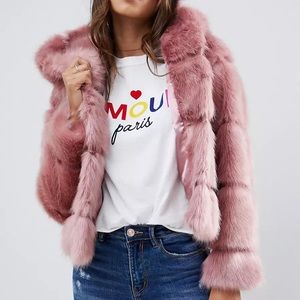ASOS pink faux for jacket